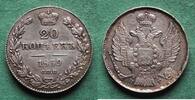 Russland 20 Kopeken Nikolaus I. 1825-1855, hübsch -