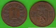 Norwegen 1 Öre Oscar II. 1872-1905, seltener Jahrgang -