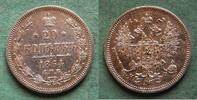 Russland 20 Kopeken Alexander II. 1855-1881, hübsch -
