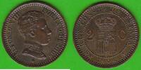 Spanien 2 Centimos Alfonso XIII. 1886-1931, sehr hübsch -