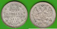 Russland 20 Kopeken Nikolaus II. 1894-1917, toll erhalten -