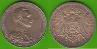 Preußen 3 Mark Wilhelm II. 1888-1918, Regierungsjubiläum, toll erhalten -