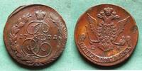 Russland 5 Kopeken Katharina II. 1762-1796, sehr hübsch -