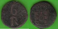 Portugiesisch-Indien Goa 6 Reis Maria II. 1834-1853, undatiert, selten -