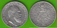 W&uuml;rttemberg 2 Mark 1880 Karl 1864-1891, seltener Jahrgang vz-/vz, Schr&ouml;t... 385,00 EUR  + 6,50 EUR frais d'envoi