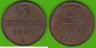 Mecklenburg-Schwerin 3 Pfennige 1863 Friedrich Franz II. 1842-1883, sehr... 22,49 EUR  + 4,00 EUR frais d'envoi