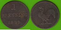 Frankfurt Judenpfennig 1822 Typ Hahn, h&uuml;bsch ss-vz/vz- 22,49 EUR  + 4,00 EUR frais d'envoi