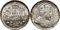 Canada 5 cents 1910 Edward VII, leaves with rounded ends AU 430,00 EUR  + 25,00 EUR frais d'envoi