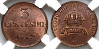 Italy 3 centesimi 1843 Lombardy-Venetia, Ferdinand I UNC 180,00 EUR  + 15,00 EUR frais d'envoi