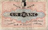 France 1 Franc 57 - METZ - CHAMBRE DE COMMERCE - 1 FRANC - 27/12/1918 -