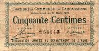France 50 Centimes 11 - CARCASSONNE - CHAMBRE DE COMMERCE - 50 CENTIMES - 22/03/1922 -