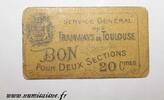 France 20 Centimes 31 - TOULOUSE - 20 CENTIMES - TRAMWAYS - DV -
