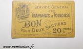 France 20 Centimes 31 - TOULOUSE - 20 CENTIMES - TRAMWAYS - DV -