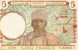 Afrique occidentale française 5 Francs AFRIQUE OCCIDENTALE FRANCAISE - PICK 26 - 5 FRANCS - 02/03/1943 -