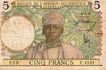 Afrique occidentale française 5 Francs AFRIQUE OCCIDENTALE FRANCAISE - PICK 21 - 5 FRANCS - 10/03/1938 -
