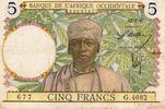 Afrique occidentale française 5 Francs AFRIQUE OCCIDENTALE FRANCAISE - PICK 21 - 5 FRANCS - 12/08/1937 -