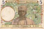 Afrique occidentale française 5 Francs AFRIQUE OCCIDENTALE FRANCAISE - PICK 21 - 5 FRANCS - 12/08/1937 -
