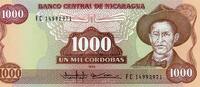 Nicaragua 1.000 Cordobas NICARAGUA - PICK 156 b - 1.000 CORDOBAS 1985 - PREFIXE FC -