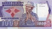 Madagascar 1.000 Francs MADAGASCAR - PICK 72 b - 1000 FRANCS - ND 1988-93 -