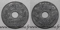 France 20 Centimes GADOURY 321 - 20 CENTIMES 1943 - TYPE 20 - KM 900 -