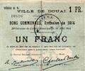 France 1 Franc 59 - DOUAI - BON DE 1 FRANC - 30/08/1914 -