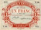 France 1 Franc 59 - LILLE - BANQUE D'EMISSION - 1 FRANC - 12/03/1915 -