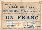 France 1 Franc 62 - LENS - 1 FRANC - 14/11/1914 -