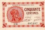 France 50 Centimes 75 - PARIS - 50 CENTIMES - 10/03/1920 - CHAMBRE DE COMMERCE DE PARIS -