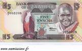 Zambie 5 Kwacha ZAMBIE - PICK 25 d - 5 KWACHA - 1980-88 - sign 7 -