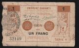 France 1 Franc 59 - VALENCIENNES - EMPRUNT GARANTI - BON POUR 1 FRANC - 09/1914 -