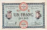 France 1 Franc 71 - MACON - BOURG - CHAMBRE DE COMMERCE - 1 FRANC - 27/04/1920 -