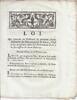 France LOUIS XVI ET DU PORT - LOI DU 18 FEVRIER 1791 - QUI RENVOIE AU TRIBUNAL DE PARIS 1er LA SUCCESSION DE JEAN THIERRY -