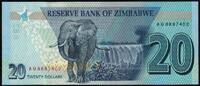 Zimbabwe 20 Dollars ZIMBABWE - PICK 104 a - 20 DOLLARS - 2020 - ELEPHANT -