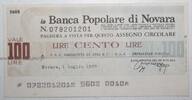 Italie 100 Lire ITALIE - PICK G 1283 - 100 LIRE 1977 - Banca popolare di Novara -