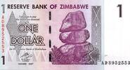 Zimbabwe 1 Dollar ZIMBABWE - PICK 65 - 1 DOLLAR - 2007 - BUFFLE -