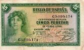 Espagne 5 Pesetas ESPAGNE - PICK 85 a - 5 PESETAS - 1935 (1936) -