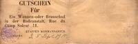 France FRANCE - 02300 - CHAUNY - OCCUPATION ALLEMANDE - BON POUR (GUTSCHEIN FÜR) - 1 DOUCHE - 1915 -