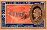 France 2 Francs BON DE SOLIDARITÉ - 2 FRANCS 1941-1944 - TYPE PÉTAIN - SUP -