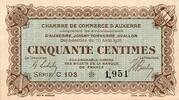 France 50 Centimes 89 - AUXERRE - 50 CENTIMES - 10 AOUT 1916 - CHAMBRE DE COMMERCE -