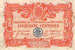 France 50 Centimes 18 - BOURGES - CHAMBRE DE COMMERCE - 50 CENTIMES - 31/12/1927 -