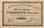 France 50 Centimes 02 - MONDREPUIS - BON DE MONNAIE - 50 CENTIMES - 23 AOUT 1915 -