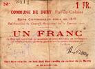 France 1 Franc 62 - DURX - BON COMMUNAUX - 1 FRANC - EMISSION 1915 -