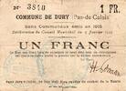 France 1 Franc 62 - DURX - BON COMMUNAUX - 1 FRANC - EMISSION 1915 -