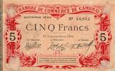 France 5 Francs 59 - CAMBRAI - CHAMBRE DE COMMERCE - 5 FRANCS - 15/09/1914 -