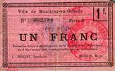 France 1 Franc 62 - MONTIGNY-EN-GOHELLE - BON POUR - 1 FRANC - 09/11/1914 -