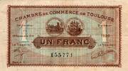 France 1 Franc 31 - TOULOUSE - CHAMBRE DE COMMERCE - 1 FRANC - 19/11/1919 -