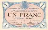 France 1 Franc 69 - VILLEFRANCHE-SUR-SAONE - 1 FRANC 1918 - 2EME SERIE -