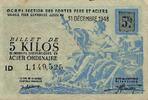 France FOIX - SECTION DES FONTES ET ACIERS - BILLET 5 KILOS DE PRODUITS SIDERURGIQUES EN ACIER ORDINAIRE - 31/12/1948 -