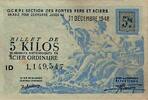 France FOIX - SECTION DES FONTES ET ACIERS - BILLET 5 KILOS DE PRODUITS SIDERURGIQUES EN ACIER ORDINAIRE - 31/12/1948 -