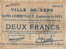 France 2 Francs 62 - LENS - 2 FRANCS - 14/11/1914 - SERIE A -